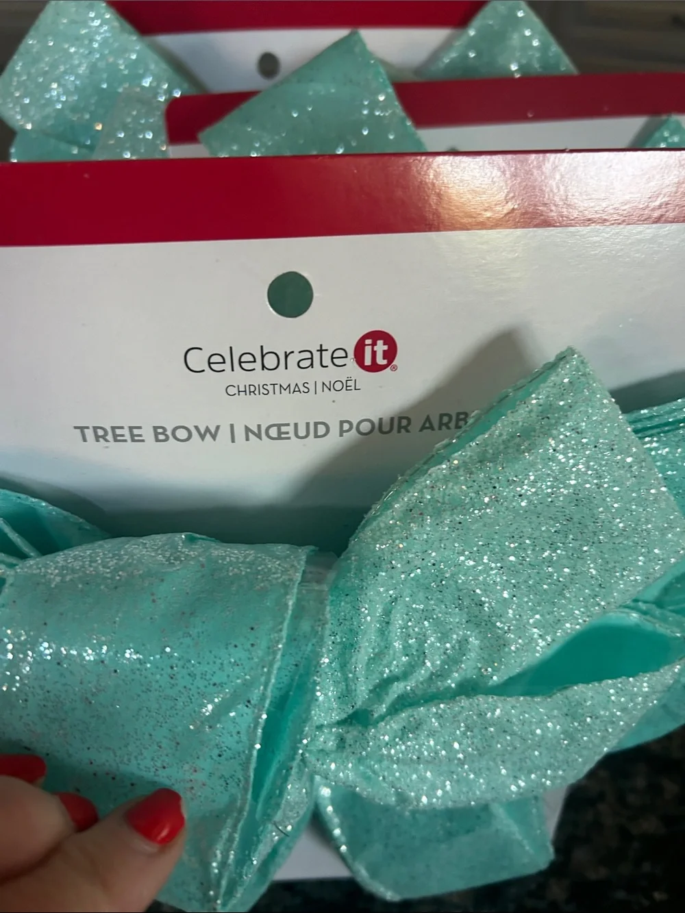 CELEBRATE IT GLITTER AQUA TREE BOW LOT OF 3 NWT